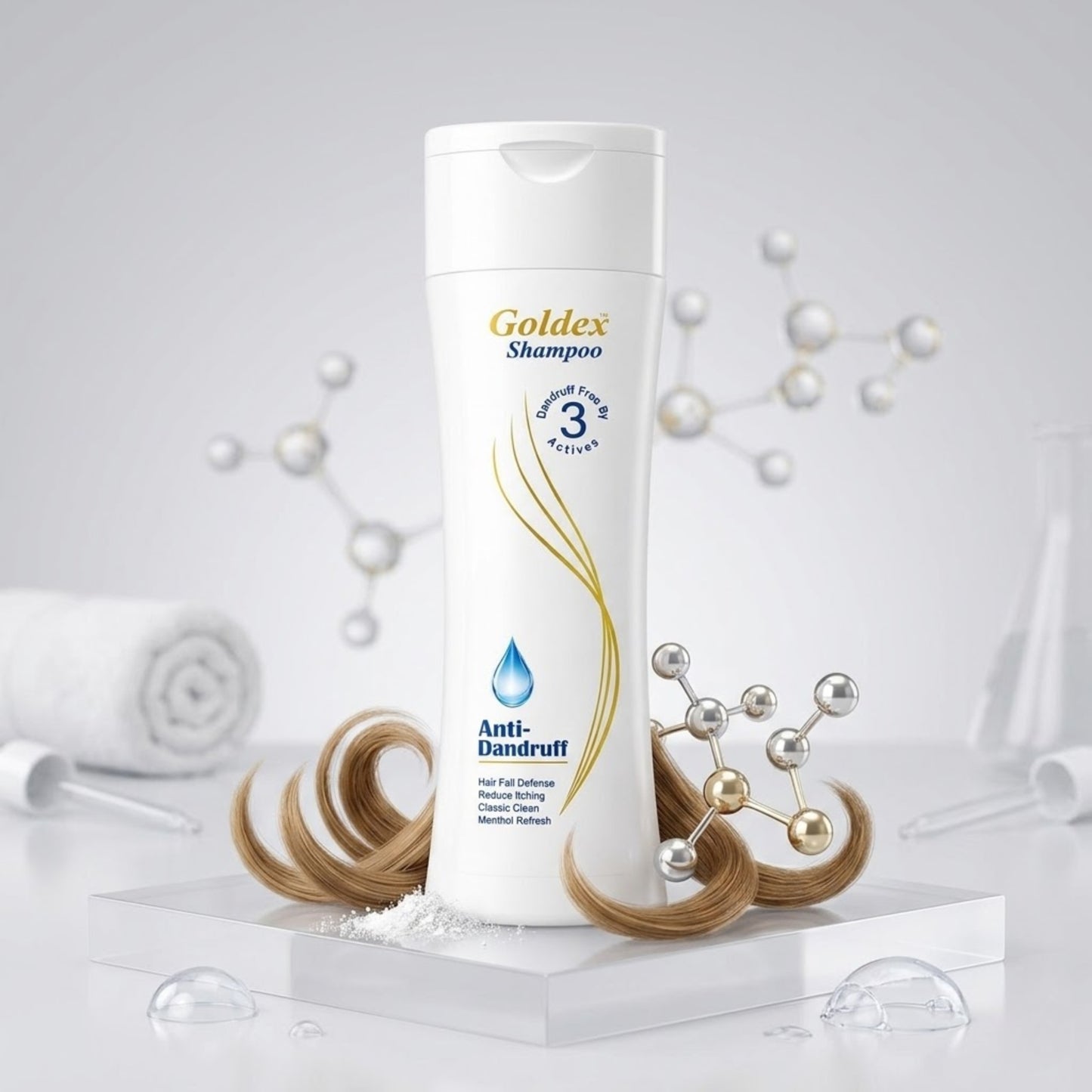 Goldex White Anti-Dandruff Shampoo | Hydrates Dry Hair & Smooth Finish anti Dandruff shampoo in Pakistan